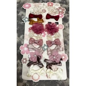 Danbar Girl Floral-Ribbon Hair Clips Nine Pairs (NWT)